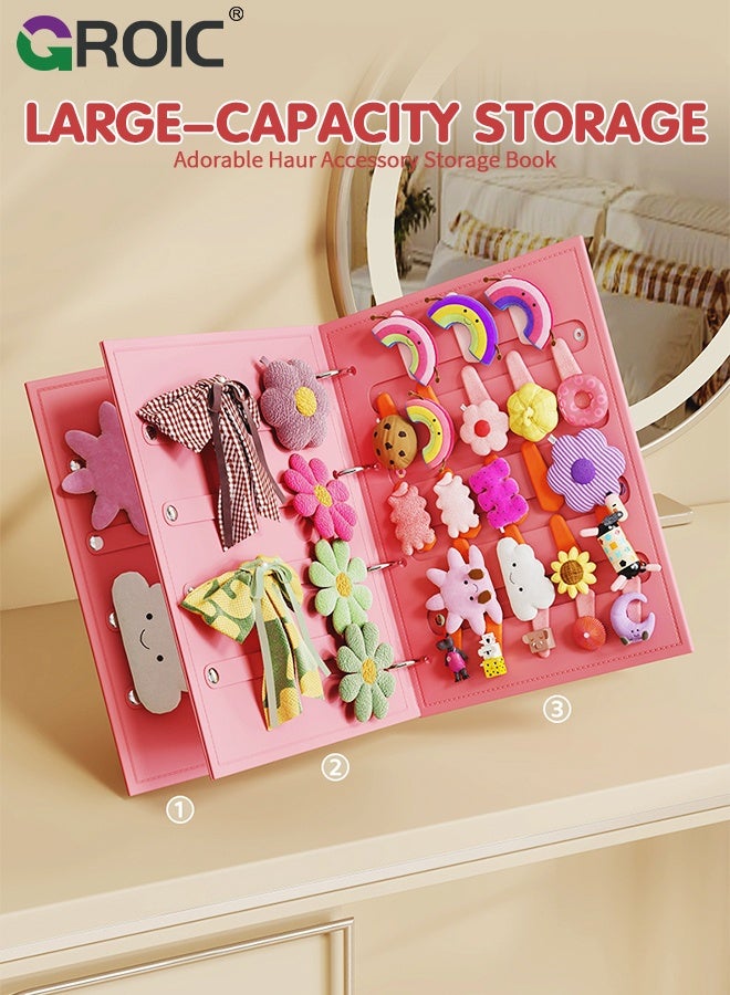 GROIC Hair Clip Organizer Book, Felt Hair Accessories Organizer with 2 Inner Pages, Large Capacity Travel Book-Style Holder for Hair Clips, Headbands, Barrettes, Foldable and convenient Hairpin Holder - Image 3